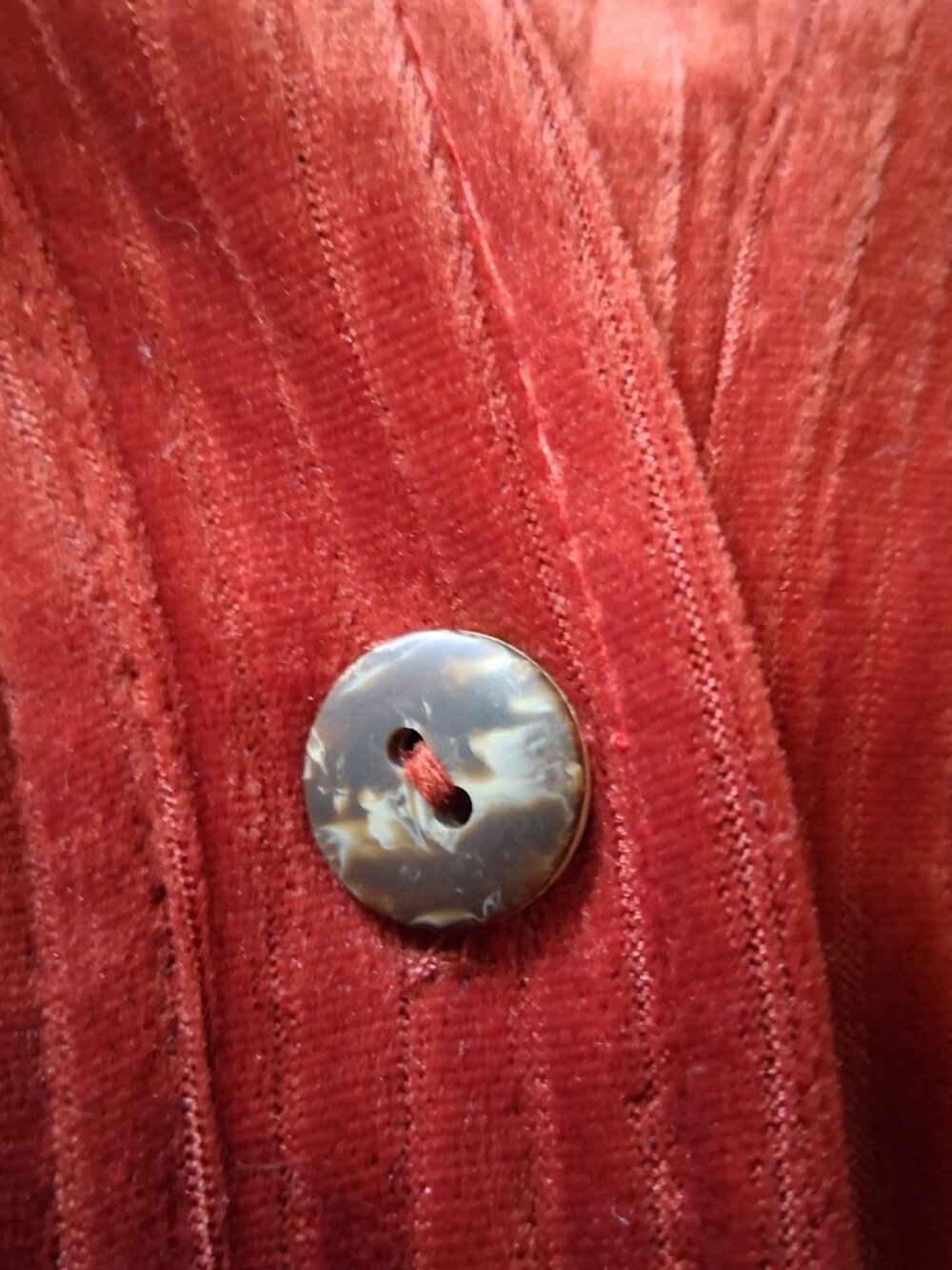 Vintage Hanes Signature Collection Dress Small Rust Ribbed Velour Button Earthy - Picture 10 of 11